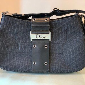 Christian Dior Black Leather Canvas STREET CHIC Columbus Bag Silver Vintage